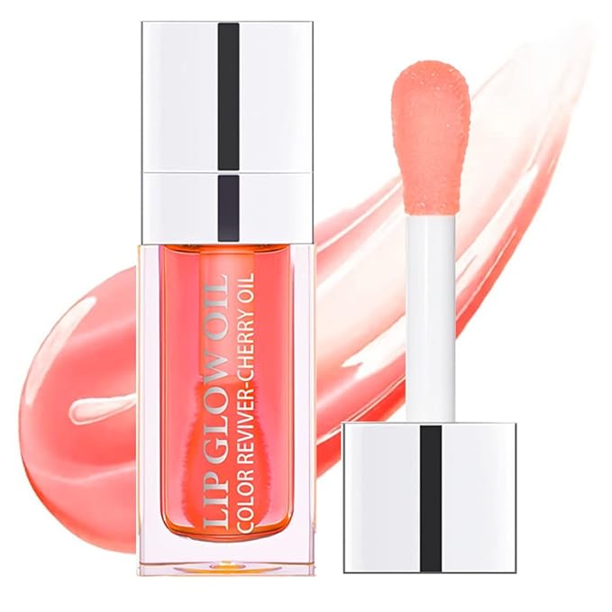 Glow Lip Oil Plumping Lip Gloss Hydrating Lip Care Non-sticky Big Brush Head Korean Lip Tint Primer Glitter Shine Lipgloss (PINK)