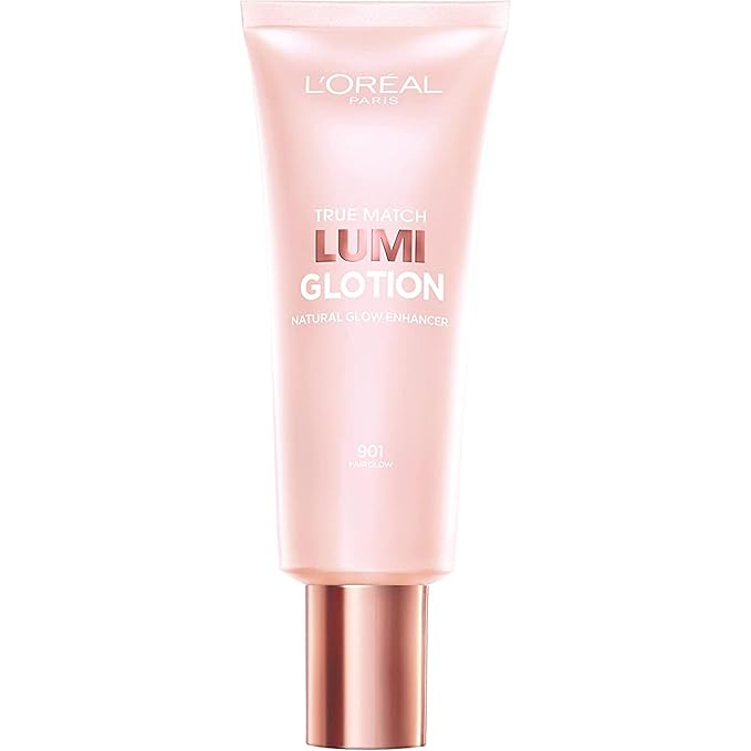 L’Oréal Paris True Match Nude Hyaluronic Tinted Serum Foundation with 1% Hyaluronic acid & Makeup True Match Lumi Glotion Natural Glow Enhancer Lotion, Fair, 1.35 Ounces