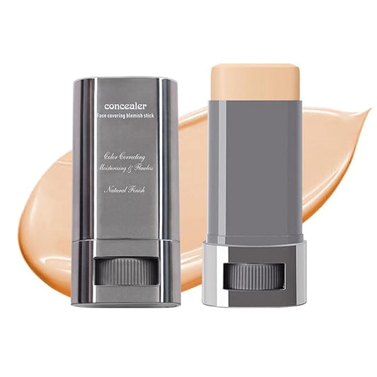 3-in-1 Foundation Stick Beauty Balm Serum Boosts Skin Tone, Solid Tinted Moisturizing Serum Contouring Foundation for Women, Natural Finish, Buildable Medium to Full Coverage(01#IVORY)