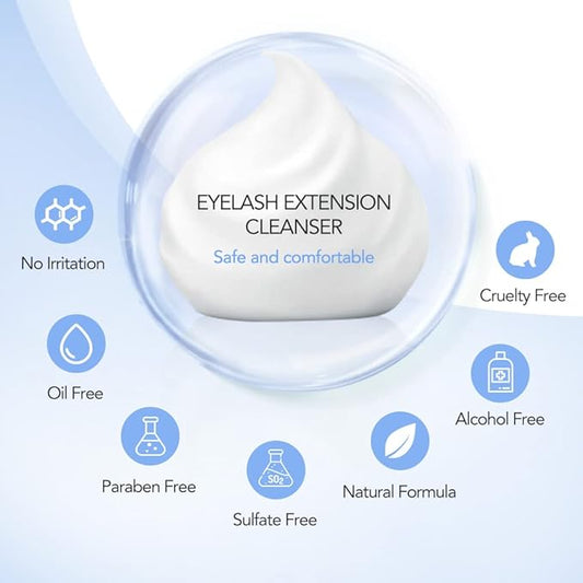 Eyelash Extension Cleanser Lash Shampoo Eyelash Extension Shampoo Lash Foam Cleanser Eyelid Cleanser for Makeup Remover Eyelash Care, Paraben & Sulfate Free for Salon and Home Use (Original 600ml)