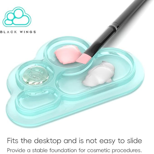 Blackwings Multi-Use Silicone Palette for Makeup, Nail Art, Lashlift & Painting, Cloud Design Style, Reusable Blending Board with Customizable Zones, Portable & Easy Clean for Professionals/DYI