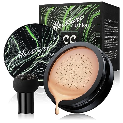 Mushroom Head Air Cushion CC Cream - BB Cream Foundation Makeup Concealer Moisturizing Oil Control, Long-Lasting & Waterproof, Easy Makeup Even Skin Tone (Nude, 3.21 Ounce (Pack of 1))