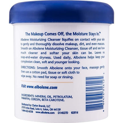 Albolene Face Moisturizer & Makeup Remover – Fragrance-Free Cleansing Balm with Beta-Carotene – Hydrating Facial Cleanser for Soft, Supple Skin, Gently Removes Makeup & Dirt, (12 oz)