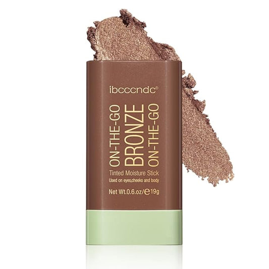 Cream Contour Stick, Face Shimmer Bronzer Stick, Blendable Natural Glow Highlighter Makeup Stick, Multi-Use Tinted Solid Moisturizer Stick,04 Beach Glow