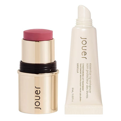 Jouer Bare Rose Blush & Bloom Cheek + Lip and Vanilla Lip Enhancer Bundle