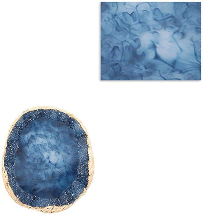1pc Blue Golden Edge Resin Nail Art Palettes Nail Mixing Palette Polish Color Mixing Plate Nail Holder Display Cosmetic Mixing Tools Makeup Palette Tray Accessories (blue)