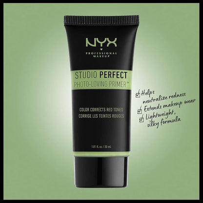 NYX PROFESSIONAL MAKEUP Studio Perfect Primer, Vegan Face Primer - Green (Color-Correcting)