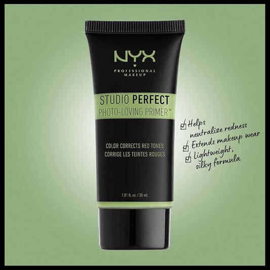 NYX PROFESSIONAL MAKEUP Studio Perfect Primer, Vegan Face Primer - Green (Color-Correcting)