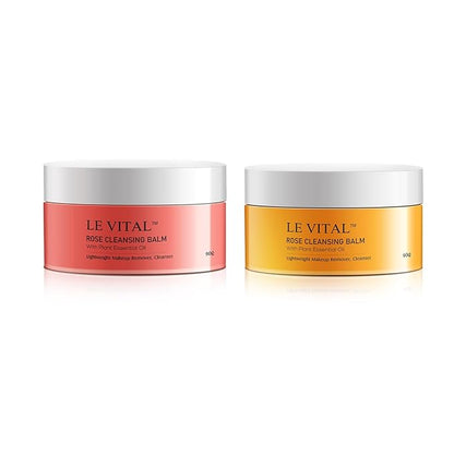 Cleansing Balm, Plant Essential Oil Makeup Remover for Sensitive & Dry Skin, 1-Step Gentle Cleanser for Heavy Makeup, Sunscreen & Women’s Skincare,Travel-Friendly (Pack of 2, Tangerine & Rose)