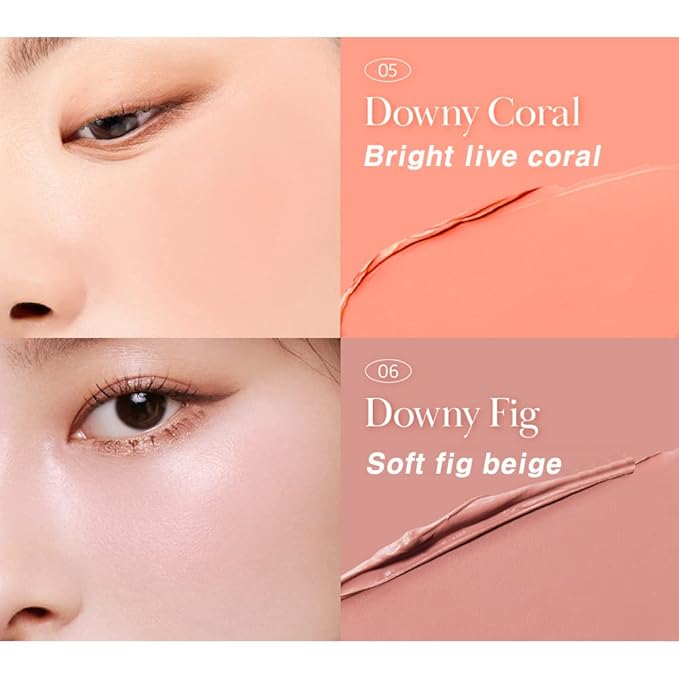 BBIA Ready To Wear Downy Cheek Cream Blush 2P Set (01 DOWNY PINK + 06 DOWNY FIG) / Blendable and Lightweight Cheek Makeup, Highly Pigmented with Long Wearing Formula