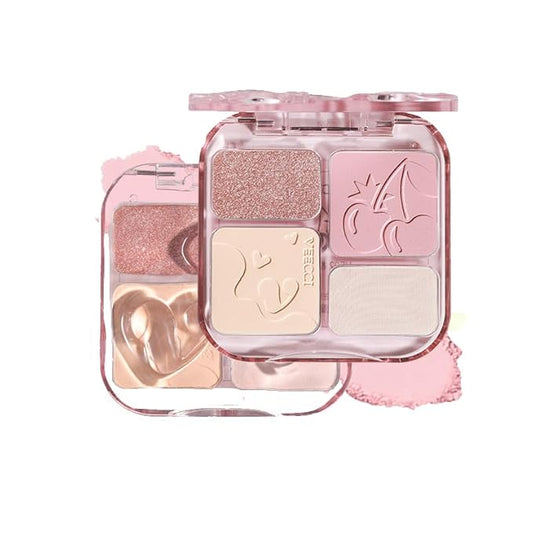 1 PC 4 Color Face Lift Facial Highlighter Blusher Contour Palette, 4 Color Multi Purpose Silky Facial Blusher Contour Facial Highlighter Palette (VE02, 9g)