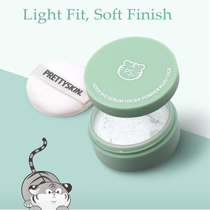 Goodbye Sebum Control Finish Powder 5g – Lightweight CICA Face & Hairline Powder for Oil Control and Long-Lasting Soft Matte Finish (CICA)