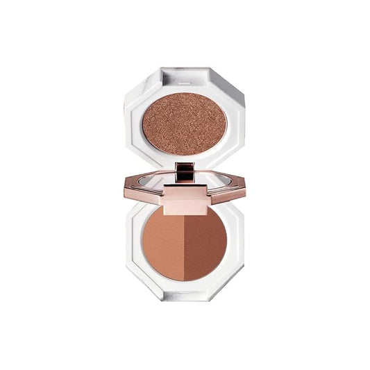 DEAR DAHLIA Paradise Tri-Colored Palette Eyeshadow with Built-in Mirror, COCO DELIGHT, Vegan, Cruelty Free, 8 Free Formula, All-in-one Multi-use Palette, Minimal Fallout, 4g