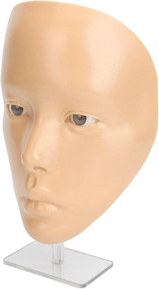 JTLB Makeup Practice Face with Plastic Stand 5D Silicone Full Face Makeup Practice BoardReusable Mannequin Tool for Beginner (White Skin)