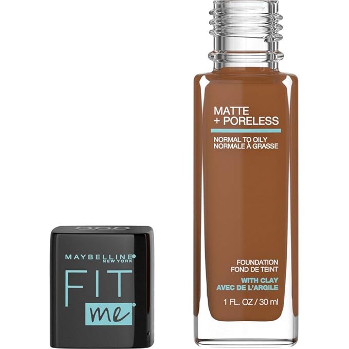 Maybelline Fit Me Matte + Poreless Liquid Foundation Makeup, Deep Golden, 1 fl; oz; Oil-Free Foundation (Pack of 2)