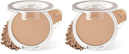 JOAH Perfect Complexion Cashmere Powder Foundation, Medium Face Coverage, Matte Finish, Korean Makeup, Compact Design For Oily & All Skin Types, 16 Hour Wear, Light with Warm Undertones (Pack of 2)