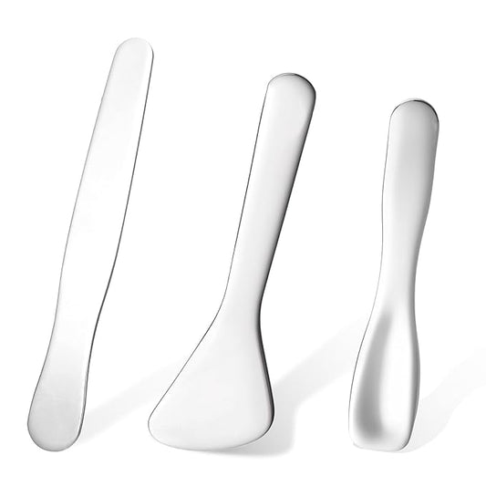simarro 3-Piece Makeup Scraper Set, Mini Metal Makeup Scraper, Beauty Reusable Skin Care Spoon, Facial Beauty Accessories for Mixing and Sampling Botanical Masks, Skin Creams, Eye Creams, Serums