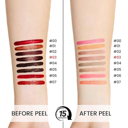 Matte Lip Gloss Stain-Peel Off Lip Liner Tattoo, Brownish Red Lip Tint，Long Lasting Peel Off Lip Stain, Waterproof Transfer-proof Lip Mask Lip Liner Peel Off Lip Gloss,Stayn Lip Makeup. #03