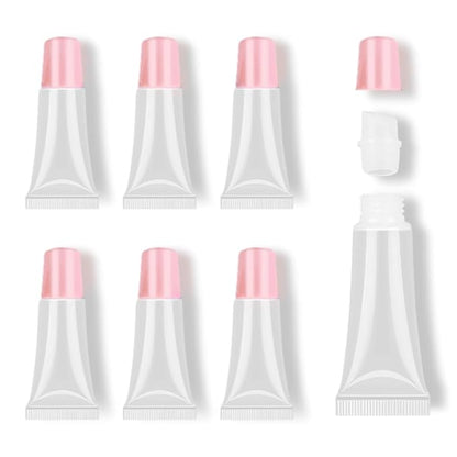 AMORIX 6 Packs Lip Gloss Tubes 5ml Pink Cap Lip Gloss Containers Empty Lip Balm Tubes Cosmetic Squeeze Lipgloss Tubes for DIY Lip Gloss Base