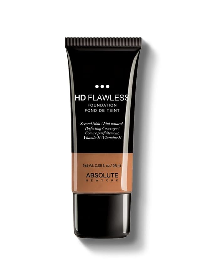 Absolute New York HD Flawless Fluid Foundation, Lightweight and Buildable, Water-Based Liquid Foundation, Healthy Radiance To The Skin (AHDF07 Almond, .95 fl oz)