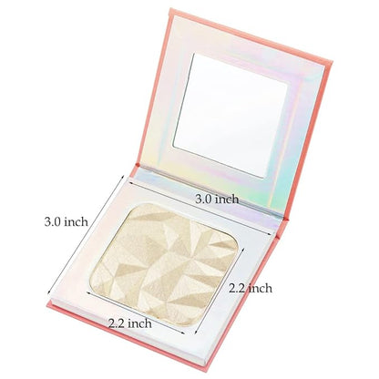 Highlighter Makeup Palette,holographic packaging with Mirror Cosmetics Vegan, Cruelty Free and Hypoallergenic 6 color Pigmented Face (Highlighters-02)