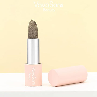 Vegan Glitter Lipstick Space Grey Shimmer Metallic Sparkling Greige Shade Long Lasting Waterproof Non-Sticky Formula Diamond Shiny Highly Pigmented Lip Stick for Women