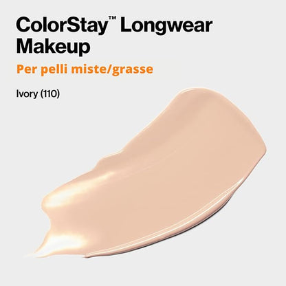 Revlon Colorstay Liquid Foundation Makeup with Pump 110 Ivory Combination/Oily Skin ,1 Fl Oz