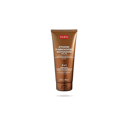 PUPA Milano Multifunction Tanning Activator - Color Booster Cream for Bronzing Face and Body - Achieve a Quick, Healthy, Natural Sun Glow - With Almond Oil, Shea Butter, and Vitamin B5-6.76 oz