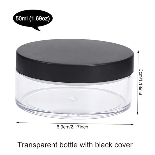 AKOAK Capacity 50 ml(1.69 oz) Empty Reusable Plastic Loose Powder Compact Container DIY Makeup Powder Case with Sifter and Lined Screw Lid,Pack of 1
