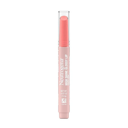Neutrogena High Shine Glossy Lip with Maracuja Oil + Vitamins & Antioxidant Vitamin E, Nourishing Glossy Lip, Non-Retractable, Pigmented For Buildable Color, Peachy Keen, 0.07 oz