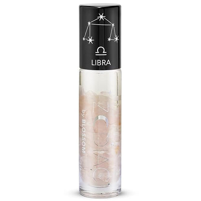 Blossom Lip Gloss Zodiac Sign Vanilla Scented Roll-On Lip Gloss, Moisturizing + Hydrating with Zodiac Crystals, Made in USA, 0.20oz, Libra
