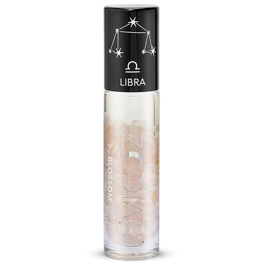Blossom Lip Gloss Zodiac Sign Vanilla Scented Roll-On Lip Gloss, Moisturizing + Hydrating with Zodiac Crystals, Made in USA, 0.20oz, Libra