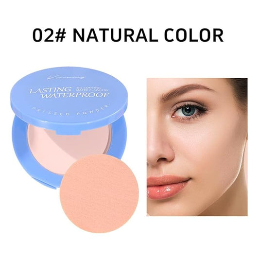 LAMUSELAND Pressed Powder Compact, Oil Control Brighten Skin 6 Colors Face Powder, Whitening Highlighting Face Makeup Tools for Women Girls (KI02)