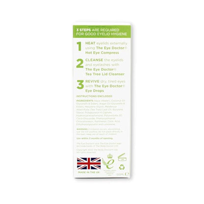 The Eye Doctor Tea Tree Lid Cleanser 100ml – Daily Eyelid Hygiene Remove Debris & Make-up Eyelid Eyelashes – Suitable for Sensitive Eyes – Contains Tea Tree Oil Argan Oil Coconut Oil & Micellar Water