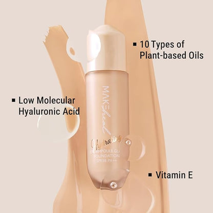 1.P.L AMPOULE GLOW FOUNDATION dewy glowy finish, liquid foundation with wand, all day coverage, blendable, 28g 0.99 fl Oz [23-N REV LIGHT]