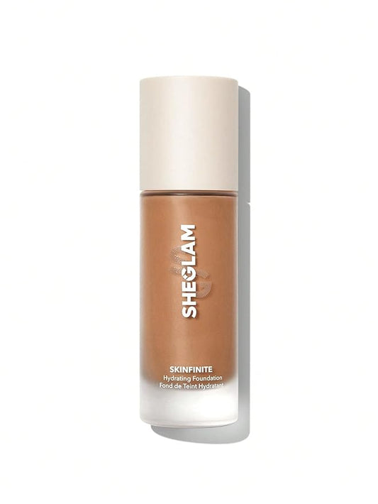 SHEGLAM Skinfinite Hydrating Foundation Flawless Dewy Foundation Hydrating Coverage Invisible Pore Concealer Pore-less Non-Greasy Lightweight Natural Soft Liquid Foundation-Saddle