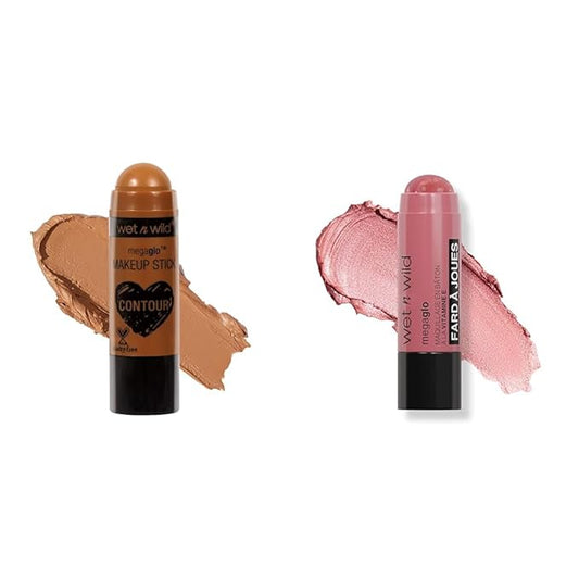 wet n wild MegaGlo Makeup Stick Bundle - Call Me Maple & Dusty Pink, Buildable Color, Versatile Use