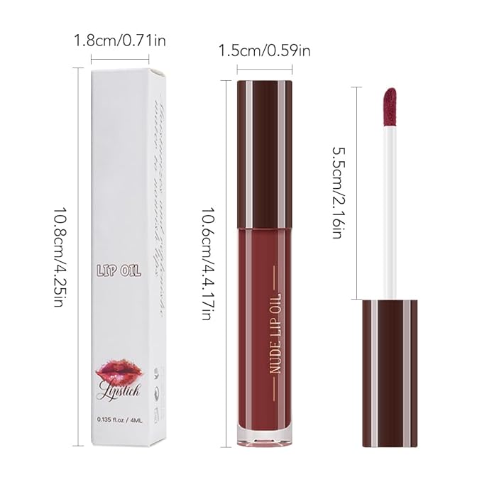 Hydrating Glow Lip Gloss Oil, Tinted Lip Plumper Lip Glosses Oil, Younger-Looking Lips Chocolate Scent, Non-Sticky Creamy Texture for Dry Lips, Brillo labial en aceite hidratante con brillo 12#