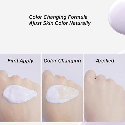 1PC Color Correcting Makeup Base, Color Change Makeup Foundation Primer, Multi Protective Isolating Cream Purple Green Makeup Base, Makeup CC Cream (Purple Senstive Skin, 32g)