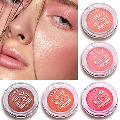 PHOERA Makeup Face Cheek Blush Cream Matte Blusher Super blend-able Sweat-Resistant Pressed Foundation Non_Greasy Palette (105 DUSK)