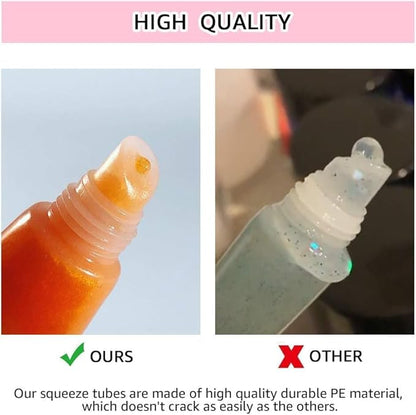 AMORIX 6pcs Empty Lip gloss Tubes Containers 15ml Pink Refillable Empty Squeeze Tubes Clear Cosmetic Containers Soft Tube for Women Girls DIY Lip Gloss Cosmetics