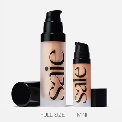 Saie Mini Glowy Super Gel Lightweight Illuminator - Luminizer + Makeup Primer for Glowing Skin - Enriched with Vitamin C + Hydrating Squalane Oil - Sunglow (0.5 oz)