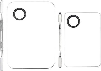 Makeup Mixing Palette, Stainless Steel Makeup Palette, Cosmetic Palette with Spatula Tool for Nail Art Eye Shadow Eyelash Makeup (Small+Large)