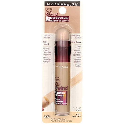 Maybelline Instant Age Rewind Eraser Dark Circles Treatment Concealer, Light 0.2 oz (Pack of 2)