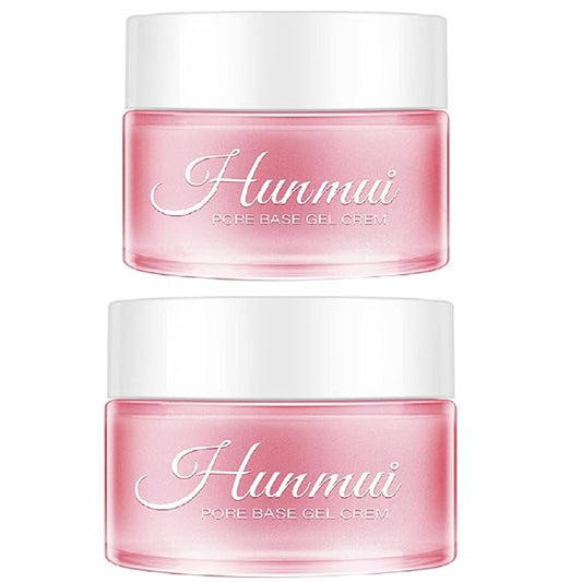 2PCS Hunmui Face Primer Pore Base Gel Cream Cover Pores Water Embellish Skin Silky Finish,Remove Oils Light Weight Primer Natural Make Up To Flawless Face Firming Moisturizers