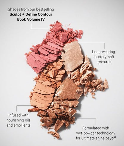 Kevyn Aucoin The Art of Blush & Glow, PEACH: Sculpt & define makeup compact DUO palette with warm, coral-toned matte blush (Dahlia) plus a glow of the highlighter (Golden Haze). Universally flattering