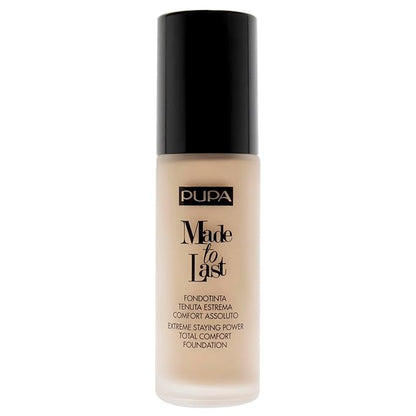 PUPA Milano Made To Last Extreme Staying Power Total Comfort Foundation - Extreme Hold Fluid Foundation - Long Lasting And Weather Resistant - Medium To High Coverage - Natural Beige - 1.01 Oz