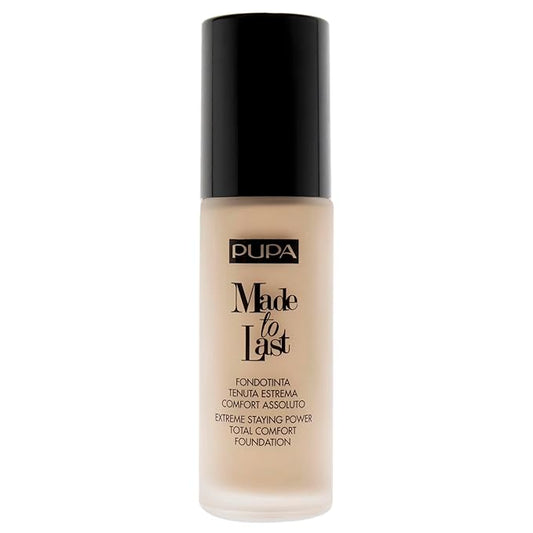 PUPA Milano Made To Last Extreme Staying Power Total Comfort Foundation - Extreme Hold Fluid Foundation - Long Lasting And Weather Resistant - Medium To High Coverage - Natural Beige - 1.01 Oz