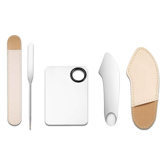 Incauca Foundation Mixing Palette with Make Up Spatula Tool, Metal Makeup Mixing Tray Mixer, Foundation Plate for Liquid Makeup, Nail Blending, Cosmetic Scoop Skin Scraper for Skincare Facial Beauty
