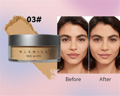 Oil Control Loose Powder, Translucent Setting Powder, Long-Lasting Shimmer, Lightweight Face Powder for Women, Polvo Traslúcido Maquillaje (03#, 1pc)